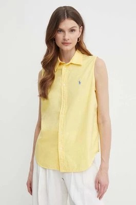 Zdjęcie produktu Polo Ralph Lauren koszula bawełniana damska kolor żółty regular z kołnierzykiem klasycznym 211906512