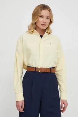 Zdjęcie produktu Polo Ralph Lauren koszula bawełniana damska kolor żółty relaxed z kołnierzykiem klasycznym
