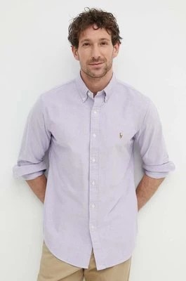 Zdjęcie produktu Polo Ralph Lauren koszula bawełniana męska kolor fioletowy regular z kołnierzykiem button-down 710805562