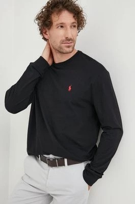 Zdjęcie produktu Polo Ralph Lauren longsleeve bawełniany kolor czarny gładki