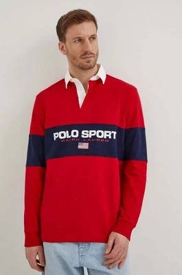 Zdjęcie produktu Polo Ralph Lauren longsleeve bawełniany kolor czerwony wzorzysty