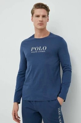 Zdjęcie produktu Polo Ralph Lauren longsleeve piżamowy bawełniany kolor granatowy z nadrukiem