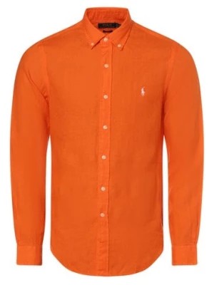 Zdjęcie produktu Polo Ralph Lauren Męska koszula lniana - krój slim fit Mężczyźni Slim Fit len pomarańczowy jednolity,