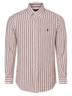 Zdjęcie produktu Polo Ralph Lauren Męska koszula lniana Mężczyźni Regular Fit len brązowy|biały w paski,