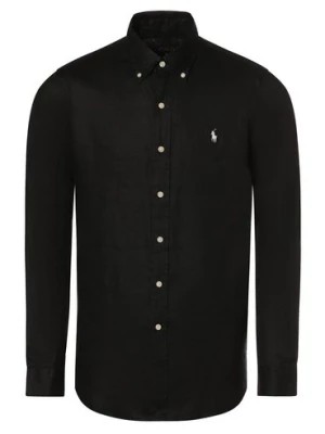 Zdjęcie produktu Polo Ralph Lauren Męska koszula lniana Mężczyźni Regular Fit len czarny jednolity button down,