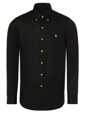 Zdjęcie produktu Polo Ralph Lauren Męska koszula lniana Mężczyźni Regular Fit len czarny jednolity button down,