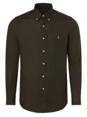 Zdjęcie produktu Polo Ralph Lauren Męska koszula lniana Mężczyźni Regular Fit len szary jednolity button down,