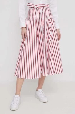 Zdjęcie produktu Polo Ralph Lauren spódnica bawełniana kolor czerwony midi rozkloszowana