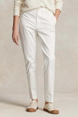 Zdjęcie produktu Polo Ralph Lauren spodnie damskie kolor beżowy proste high waist
