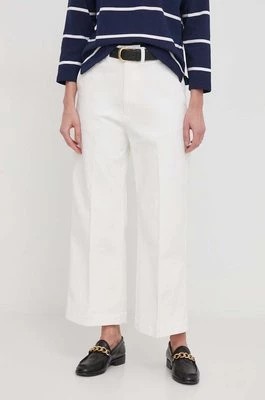 Zdjęcie produktu Polo Ralph Lauren spodnie damskie kolor beżowy szerokie high waist
