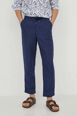 Zdjęcie produktu Polo Ralph Lauren spodnie lniane kolor granatowy proste 710927863
