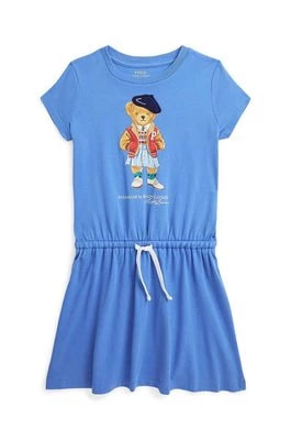 Zdjęcie produktu Polo Ralph Lauren sukienka bawełniana dziecięca kolor niebieski mini rozkloszowana