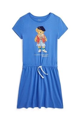 Zdjęcie produktu Polo Ralph Lauren sukienka bawełniana dziecięca kolor niebieski mini rozkloszowana