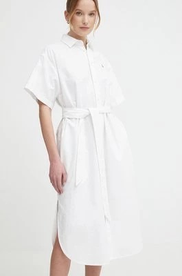 Zdjęcie produktu Polo Ralph Lauren sukienka bawełniana kolor biały midi prosta 211935153