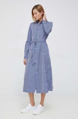 Zdjęcie produktu Polo Ralph Lauren sukienka bawełniana kolor niebieski midi rozkloszowana