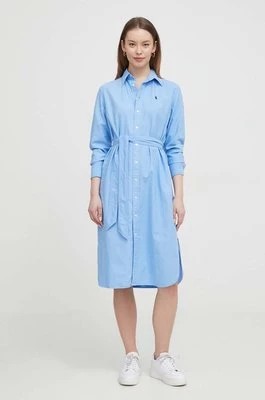 Zdjęcie produktu Polo Ralph Lauren sukienka bawełniana kolor niebieski mini prosta