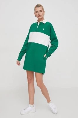 Zdjęcie produktu Polo Ralph Lauren sukienka bawełniana kolor zielony mini prosta 211924209