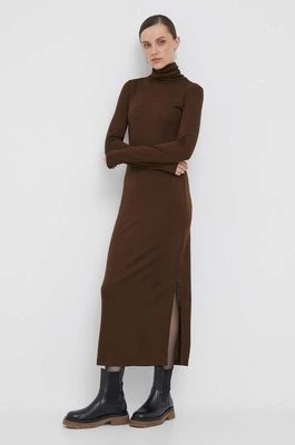 Zdjęcie produktu Polo Ralph Lauren sukienka wełniana kolor brązowy maxi prosta