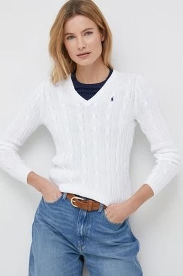 Zdjęcie produktu Polo Ralph Lauren sweter bawełniany kolor biały lekki