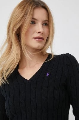 Zdjęcie produktu Polo Ralph Lauren sweter bawełniany kolor czarny lekki