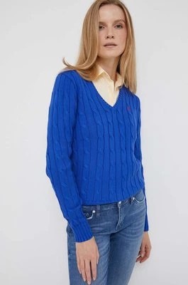 Zdjęcie produktu Polo Ralph Lauren sweter bawełniany kolor niebieski lekki