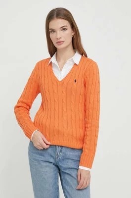 Zdjęcie produktu Polo Ralph Lauren sweter bawełniany kolor pomarańczowy lekki