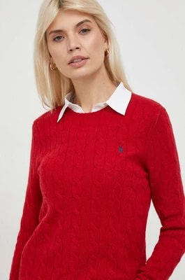 Zdjęcie produktu Polo Ralph Lauren sweter wełniany damski kolor czerwony lekki