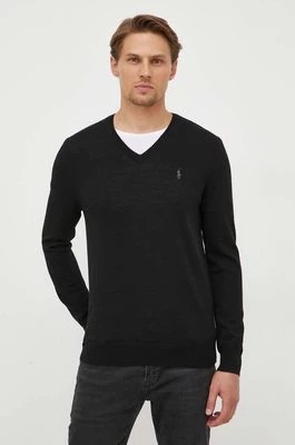 Zdjęcie produktu Polo Ralph Lauren sweter wełniany męski kolor czarny lekki