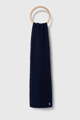 Zdjęcie produktu Polo Ralph Lauren szalik bawełniany kolor granatowy gładki