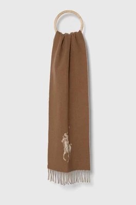 Zdjęcie produktu Polo Ralph Lauren szalik wełniany kolor beżowy gładki