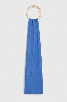 Zdjęcie produktu Polo Ralph Lauren szalik wełniany kolor niebieski gładki