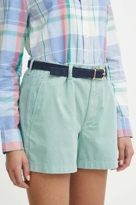 Zdjęcie produktu Polo Ralph Lauren szorty bawełniane kolor zielony gładkie high waist 211939691