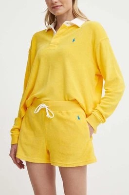 Zdjęcie produktu Polo Ralph Lauren szorty damskie kolor żółty gładkie high waist 211936222