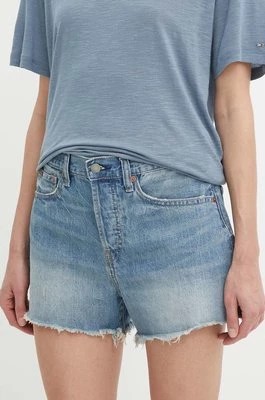 Zdjęcie produktu Polo Ralph Lauren szorty jeansowe damskie kolor niebieski gładkie high waist 211934934