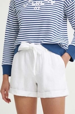 Zdjęcie produktu Polo Ralph Lauren szorty lniane kolor biały gładkie high waist 211806907