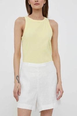 Zdjęcie produktu Polo Ralph Lauren szorty lniane kolor biały gładkie high waist