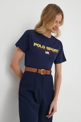 Zdjęcie produktu Polo Ralph Lauren t-shirt bawełniany damski kolor granatowy