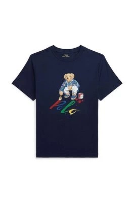 Zdjęcie produktu Polo Ralph Lauren t-shirt bawełniany dziecięcy kolor granatowy z nadrukiem