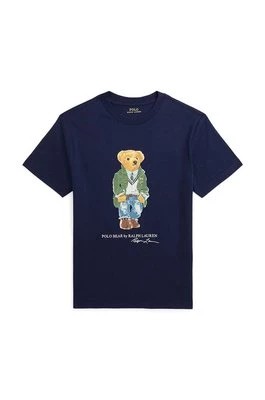 Zdjęcie produktu Polo Ralph Lauren t-shirt bawełniany dziecięcy kolor granatowy z nadrukiem