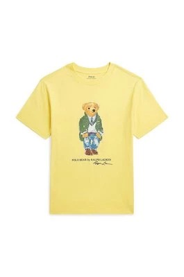 Zdjęcie produktu Polo Ralph Lauren t-shirt bawełniany dziecięcy kolor żółty z nadrukiem