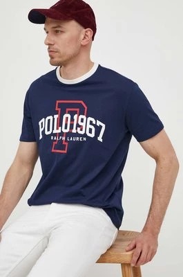 Zdjęcie produktu Polo Ralph Lauren t-shirt bawełniany kolor granatowy z nadrukiem