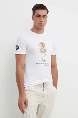 Zdjęcie produktu Polo Ralph Lauren t-shirt bawełniany męski kolor biały z nadrukiem 710939647