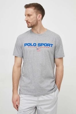 Zdjęcie produktu Polo Ralph Lauren t-shirt bawełniany męski kolor szary z nadrukiem 710750444
