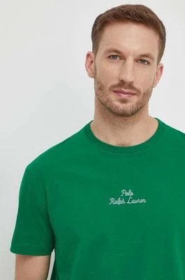 Zdjęcie produktu Polo Ralph Lauren t-shirt bawełniany męski kolor zielony gładki