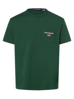 Zdjęcie produktu Polo Sport T-shirt - klasyczny krój Mężczyźni Bawełna zielony jednolity,