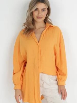 Zdjęcie produktu Pomarańczowa Bawełniana Koszula o Długim Fasonie Oversize Atherene