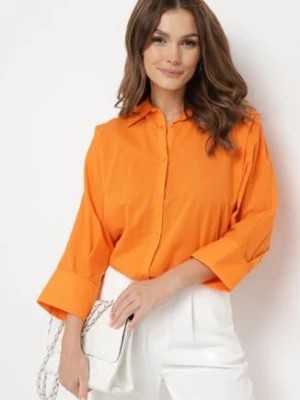 Zdjęcie produktu Pomarańczowa Bawełniana Koszula o Kroju Nietoperza z Rękawami 3/4 Corallia