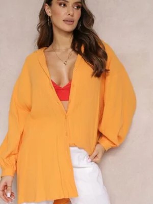 Zdjęcie produktu Pomarańczowa Bawełniana Koszula Oversize z Przedłużonym Tyłem Gelacia