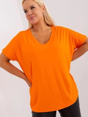 Zdjęcie produktu Pomarańczowa bluzka plus size z dekoltem V