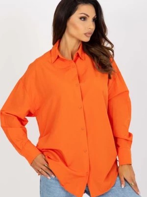 Zdjęcie produktu Pomarańczowa damska koszula klasyczna ze ściągaczami